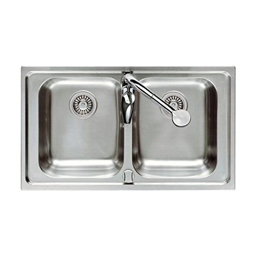Evier inox 2 cuves de son sommet.