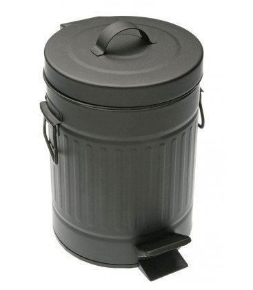 Poubelle de Salle de Bain à Pédale Noir Mat Sty...