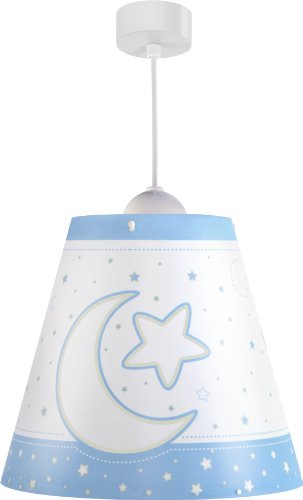 Lampe de plafond - suspension conique - lune bleu