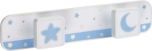 Porte-manteau - 2 patères - lune - bleu