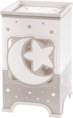 Lampe de chevet carrée - lune - brun