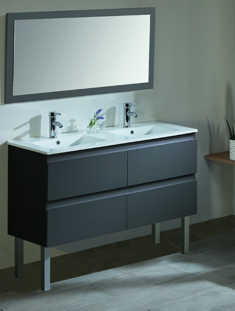 ENSEMBLE MEUBLE DOUBLE VASQUE + MIROIR(1) “METROPOLIS” 8421562345125 (8421562345125)