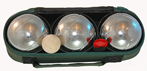 - pétanque - set de 3 boules avec sacoche renforcée, but en bois et cordon de mesure. 740 g/boule et 7,4 cm de diamètre/boule 8421692032742 Wellington