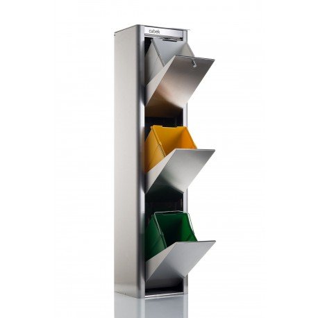 Don hierro Poubelle de tri sélectif Inox CUBEK, 3 compartiments. code EAN 8422075001416 