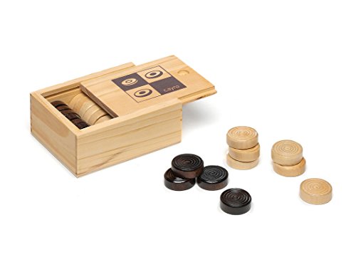 Coffret en bois 24 Pions pour Jeu de Dames couv...