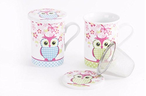 Mug à infusion Hibou 320 ml avec couvercle et f...