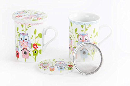 Mug à infusion Hibou 320 ml avec couvercle et f...