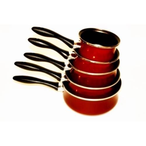 - lot de 5 casseroles émail bordeaux induction ...