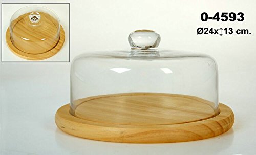 DonRegaloWeb Cloche à fromage avec plateau en bois et couvercle en verre transparent. 8427701045932 (8427701045932)