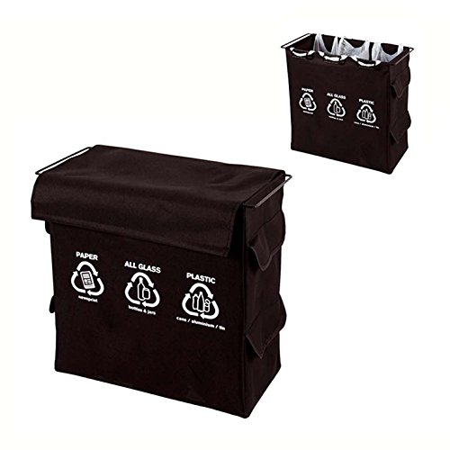 23207 poubelle recycle noire 3 compartiments tr...