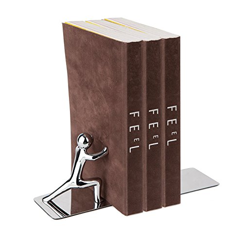 23600 serre-livres push ! gris chrome zinc