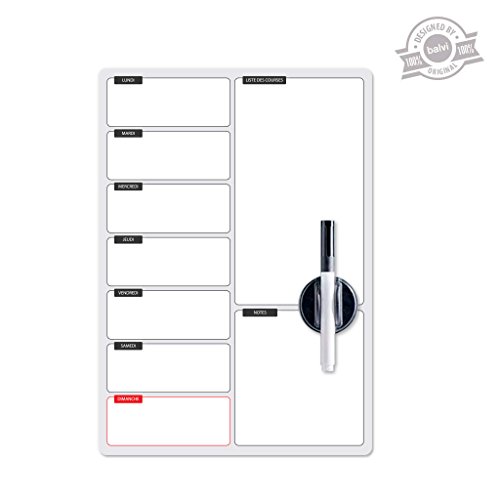 Balvi BALVI - Tableau magnétique Liste des Courses. Idéal pour la porte du frigo. Inclut un marquer et une éponge. Taille 42x30 cm. code EAN 8430306263663 