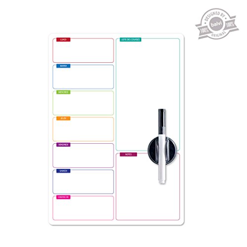 Balvi BALVI - Tableau magnétique Liste des Courses. Idéal pour la porte du frigo. Inclut un marquer et une éponge. Taille 42x30 cm. code EAN 8430306263670 