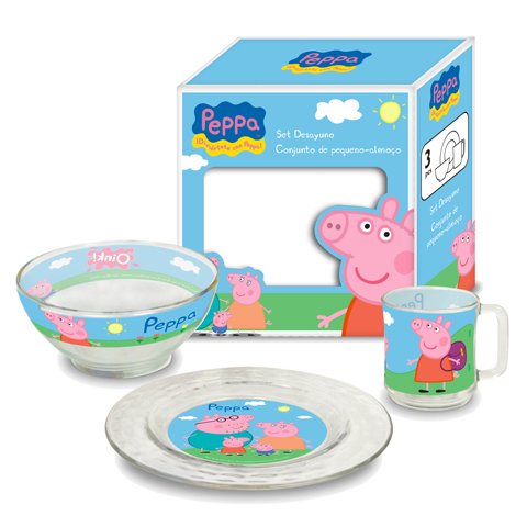 Set déjeuner peppa Pig en verre, Mug, Bol, Assi...