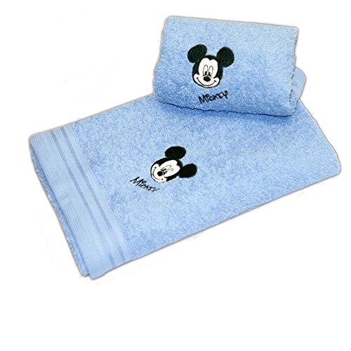 Disney 17277 lot de 2 serviettes brodées visage de mickey bleu code EAN 8433220376563 