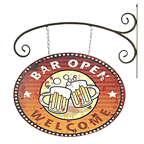ENSEIGNE métal BEER à suspendre neuve BAR OPEN style VINTAGE 48cm 8433933036334 SG