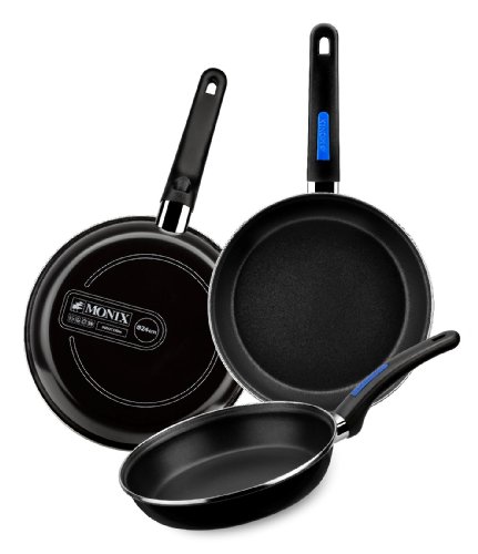 Duna lot de 3 poêles en acier émaillé et revête...