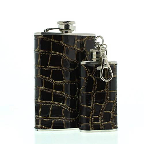 mac been Flasque et porte-clés flasque assorti - Fioles à alcool Marron - Imitation cuir - 2 pièces code EAN 8435107541361 