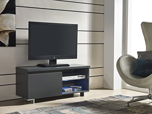 Meuble TV : 1 porte avec LED - couleur Anthracite