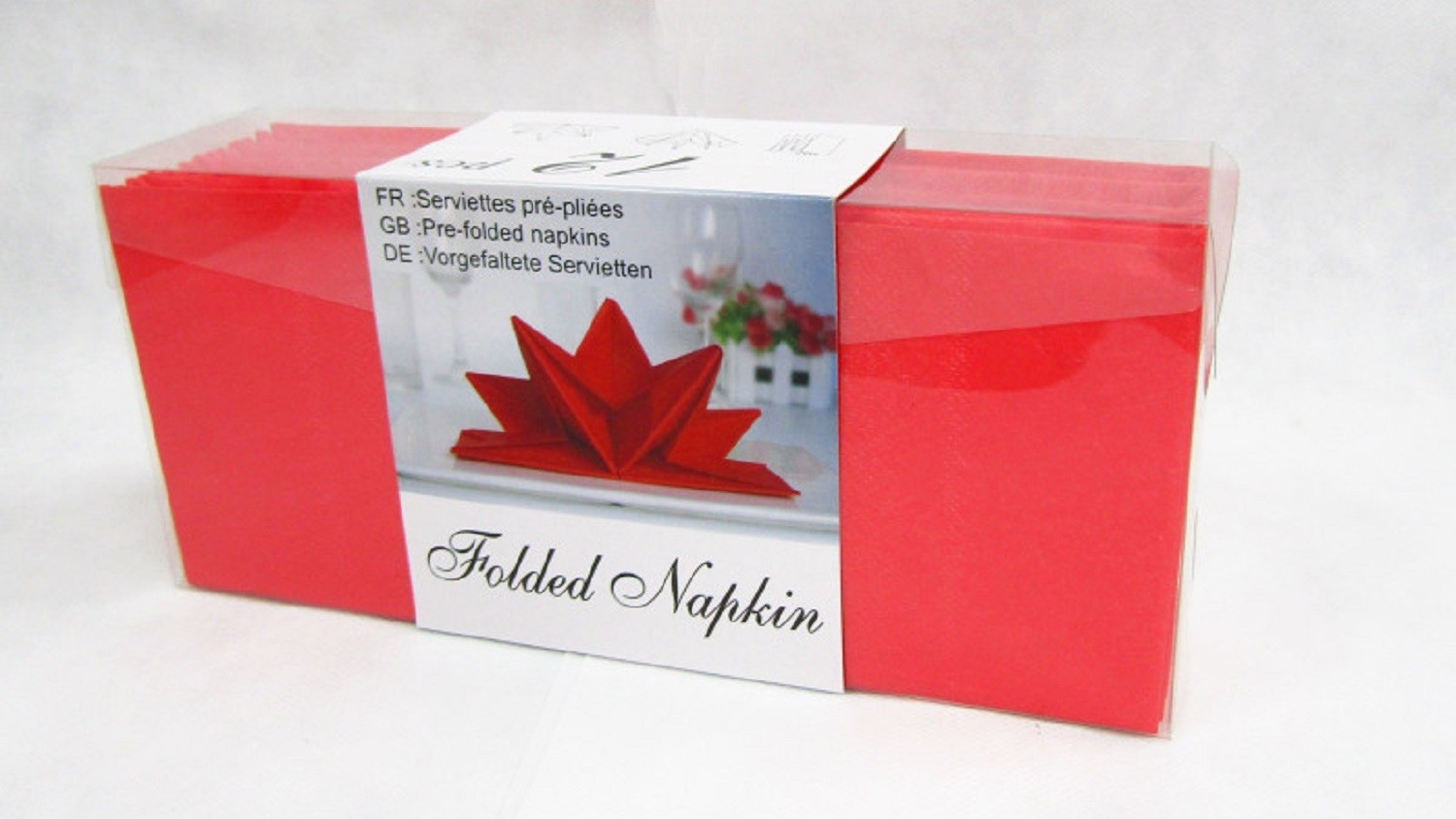 Serviette pré-pliée rouge CARREFOUR