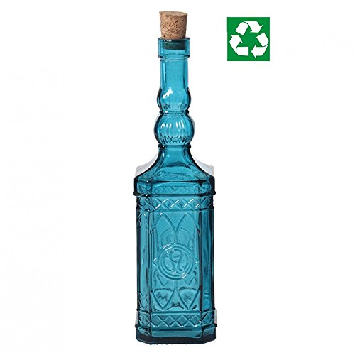 Set de 6 bouteilles de verre recyclé. Turquoise