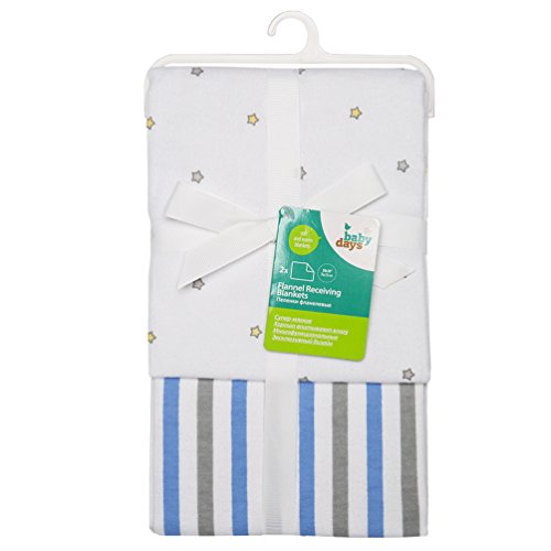 HappyBabyDays Draps de flanelle, lot de 2 - 2PK Flannel Receiving Blankets | 76 x 76 cm - happybabydays code EAN 8435486501468 