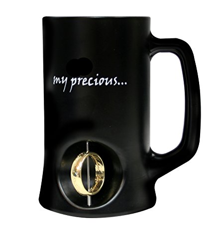 The hobbit - chope en verre noir avec anneau 3d...