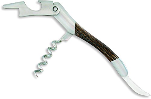 JJ Cuchillería sonpó Online - Modèle Sac - Tire-bouchon en acier inoxydable et bois de cerf - avec décapsuleur et couteau de scie. code EAN 8436563388811 