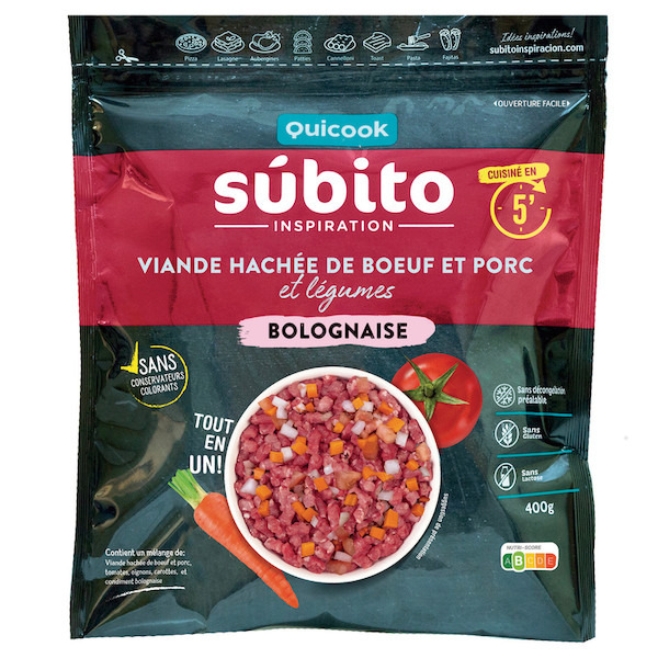 SÚBITO Viande hachée cuisinée Quicook surgelée code EAN 8436573371797 