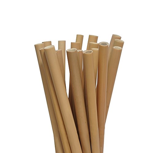 Bamboo Straws 12 Pailles en bambou de 20cm. 100% Naturelles, réutilisables, écologiques et lavables. Assorties en largeur, assez larges pour Smoothies, Jus épais, Milkshake, Soda etc ! code EAN 8437004267108 