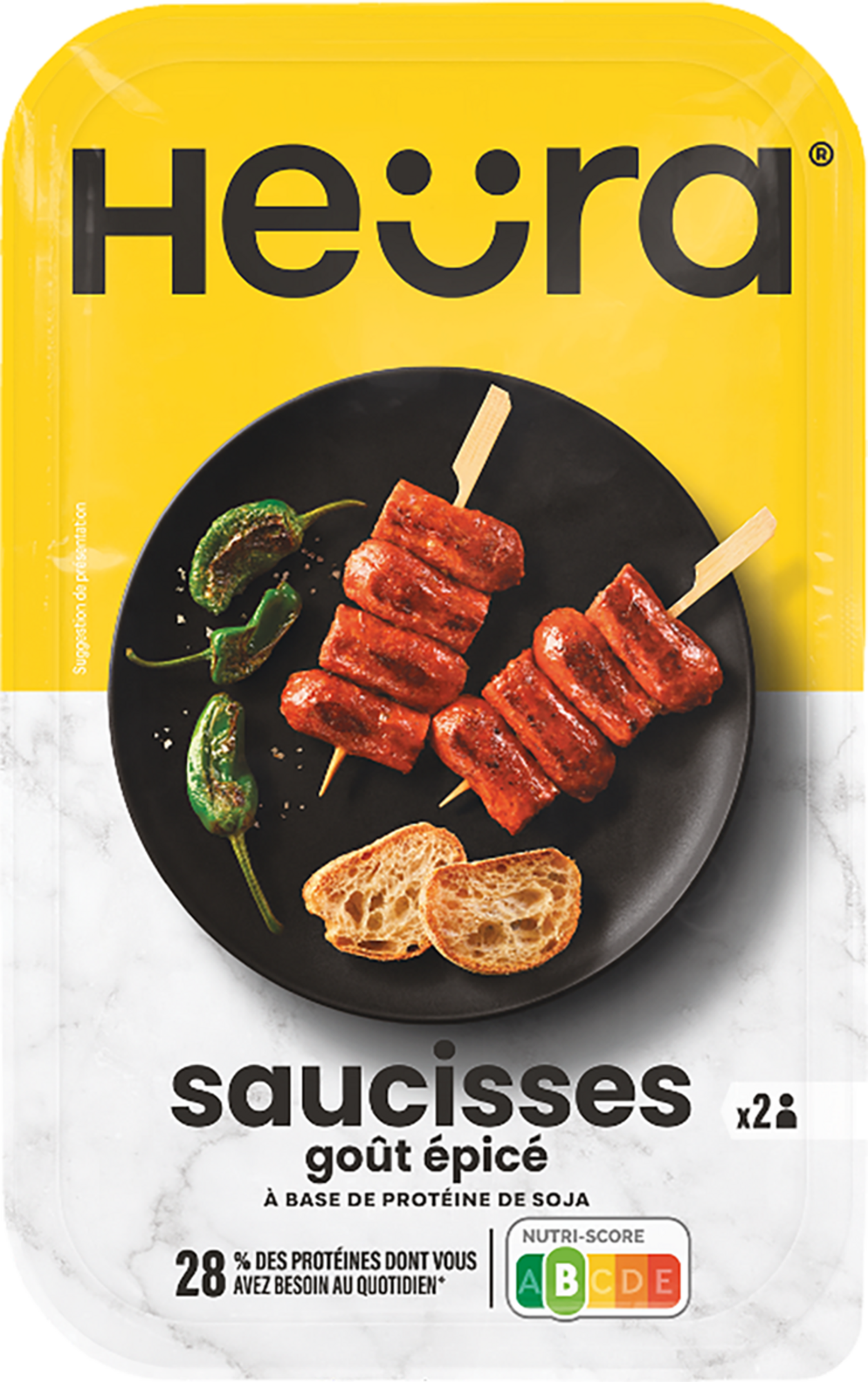  Saucisses végétales goût épicé "HEURA" code EAN 8437017033677 