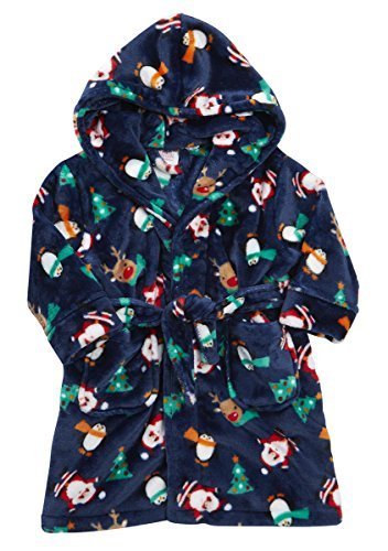 Minikidz filles Noël Robe Enfants Festive Pour Noël Nouveauté Amusant à capuche Peignoir Pingouin Du Père Noël Idée Cadeau - Bleu, 3-4 YEARS 8438502235101 (8438502235101)