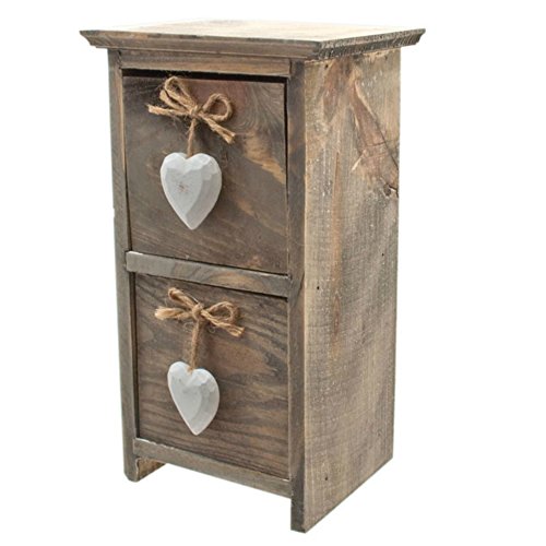 Tiroirs en bois flotté rustique petit tiroirs style shabby chic avec cœur blanc 8438537733962 Jones Home and Gift