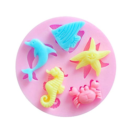 moule silicone 3d Animaux Marin pate à sucre ch...