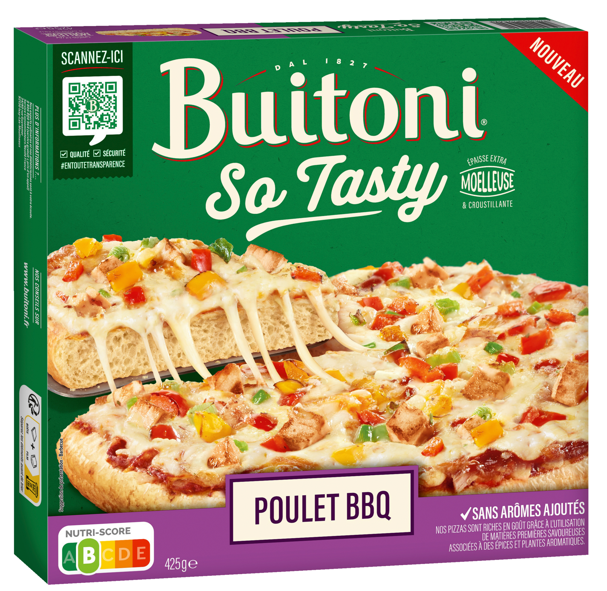 Pizza surgelée so tasty poulet bbq