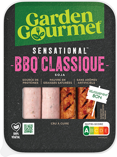 GARDEN GOURMET SENSATIONAL BBQ CLASSIQUE
OU BBQ ÉPICÉE code EAN 8445291070882 