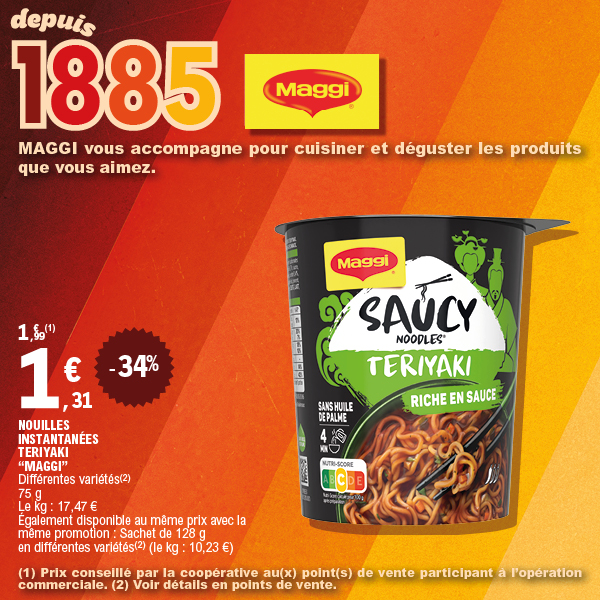 “MAGGI” NOUILLES INSTANTANÉES TERIYAKI code EAN 8445291175006 