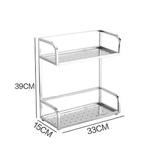 Etagères Double couche accrue cuisine en acier inoxydable Rayonnage Assaisonnement huile Porte-Bouteille Shelf Salle de bains étagère de petits morceaux de crochet ( taille : 33cm ) code EAN 8506096537793 