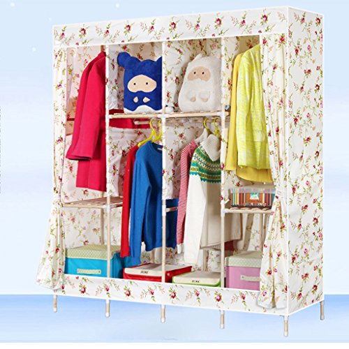 Lewie-Wardrobe combinaison de placard en bois de garde-robe en tissu de bois de maison pliage armoire de tissu enfants 8507422582272 (8507422582272)