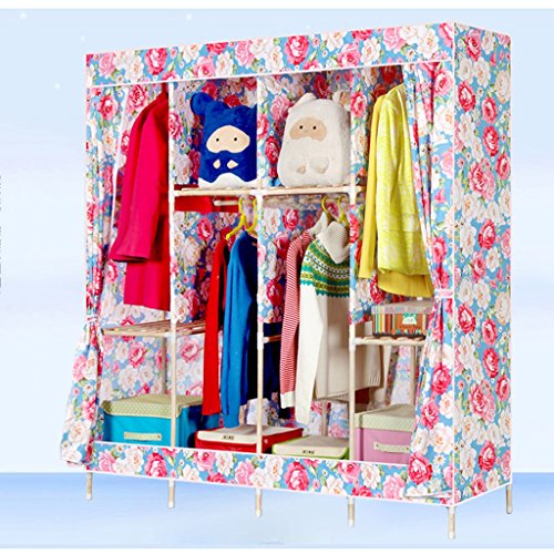 Lewie-Wardrobe combinaison de placard en bois de garde-robe en tissu de bois de maison pliage armoire de tissu enfants 8507422582289 (8507422582289)