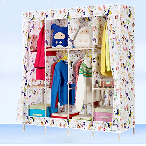 Lewie-Wardrobe combinaison de placard en bois de garde-robe en tissu de bois de maison pliage armoire de tissu enfants ( MODÈLE : C ) 8507422582357 (8507422582357)
