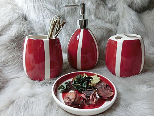 Rayures mode, rouge et blanc, salle de bains en...