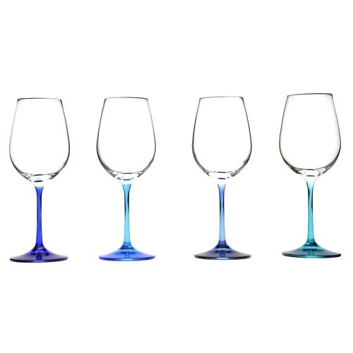 Lot de 4 verres à pied à vin Viola - bleu