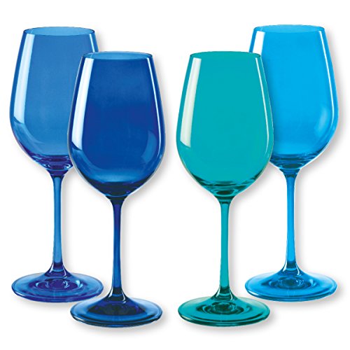 KADOR BLEU Boite de 4 verres à vin couleurs ass...