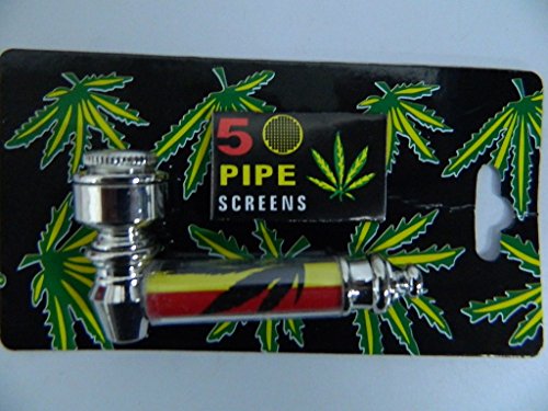 fumeur Pipe d'herbe en métal 7cm feuille 5 filtres