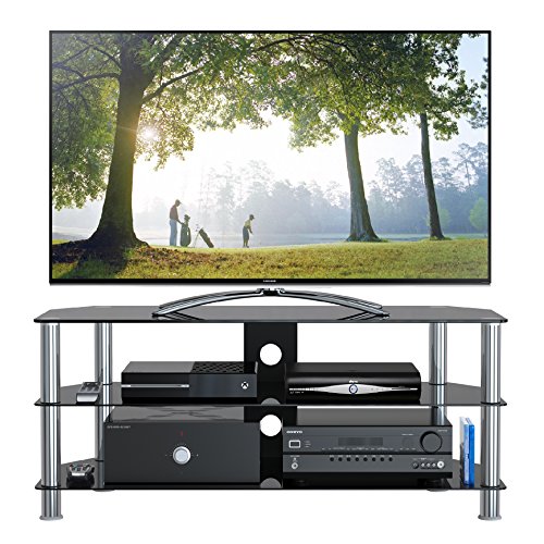 Télé meuble verre de sécurité trempé noir et al...