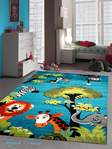 Traum Enfants tapis animaux, poil ras Turquoise Rouge Blanc Noir Orange Vert Bleu Gris Größe 120x170 cm 8692921762833 (8692921762833)