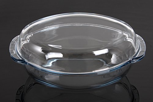 Générique Plat à Four Oval Avec Couvercle 2.5 litres BORCAM - Cocotte en Verre Ovale avec Couvercle - L.33 x l. 20.5 x H.16 cm code EAN 8693357192669 