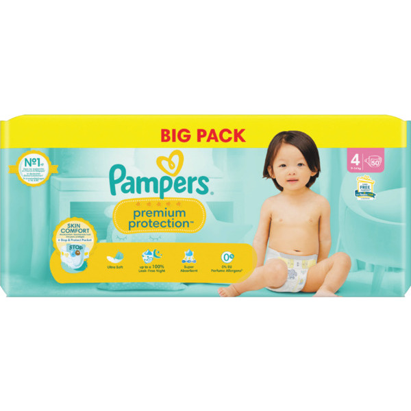 COUCHES PREMIUM PROTECTION BIG PACK T4X50
PAMPERS