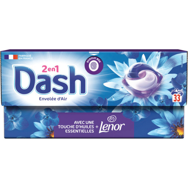 LESSIVE PODS 2 EN 1 ENVOLÉE D'AIR X33 DOSES
DASH